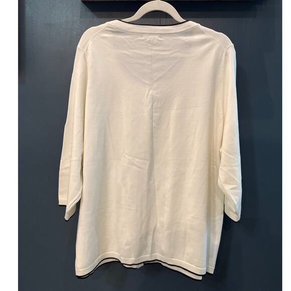 Lands' End Cardigan Sweater Plus Size 3X Button Front Knit 3/4 Sleeves Pockets - Picture 2 of 8